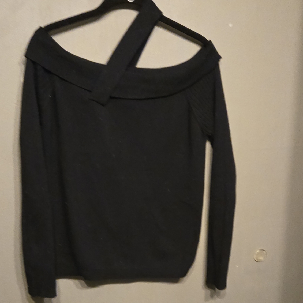 ASOS Sz S Black Off-the-Shoulder Knit Sweater